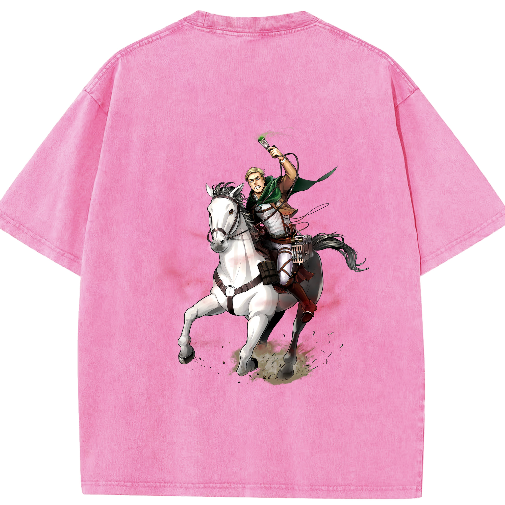 （画像用） 進撃の巨人 エルヴィン・スミス Attack on Titan Erwin Smith 綿100% ヴィンテージ風 半袖Tシャツ（背面プリント）